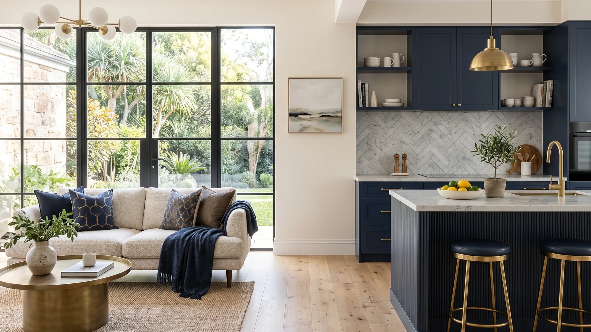 Freshly renovated open-plan Sydney home with timber floors and natural light