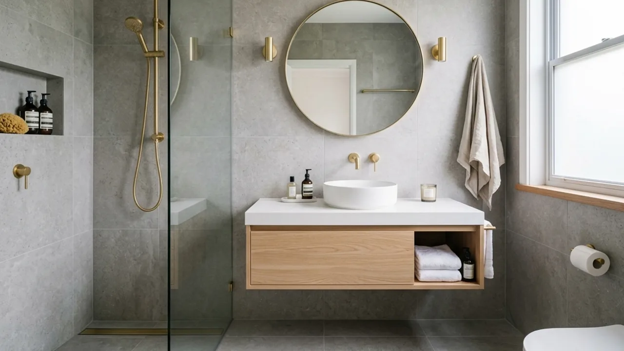 Renovated Sydney bathroom with walk-in shower and floating vanity
