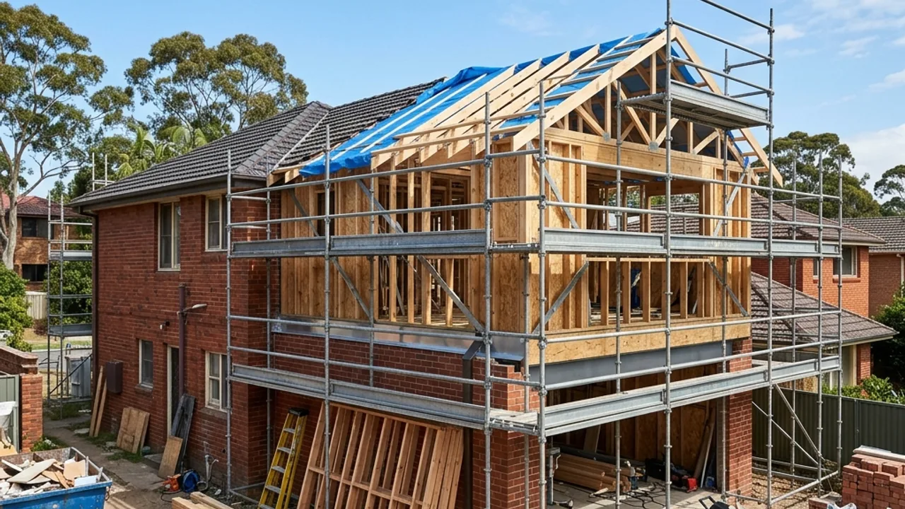 Second-storey home extension under construction on a Sydney home