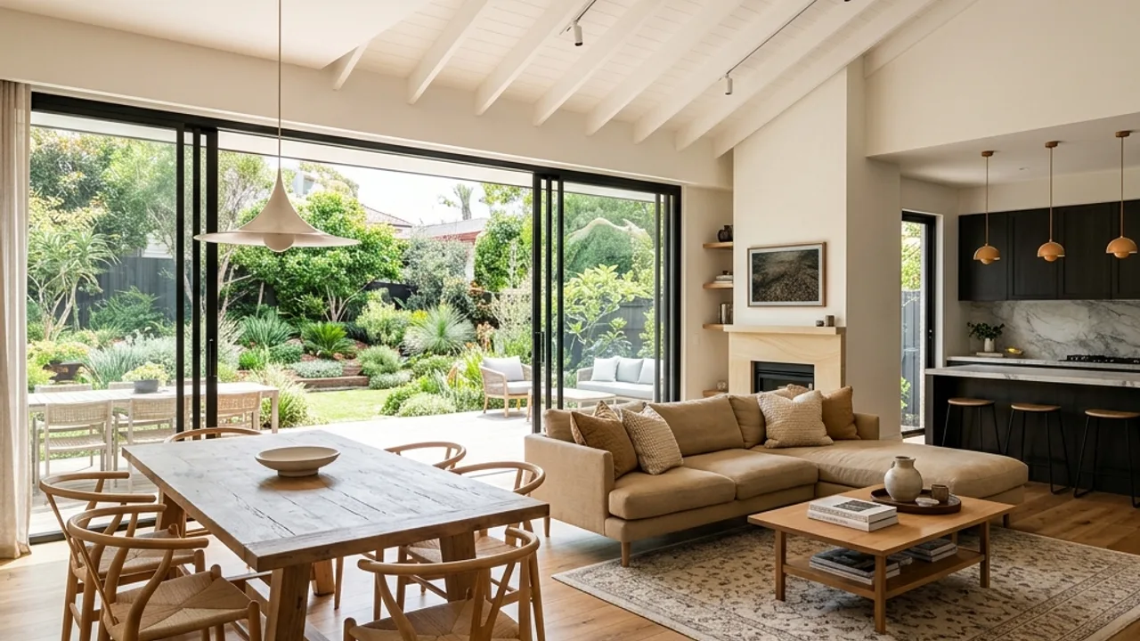 Renovated open-plan Sydney living and kitchen space with natural light